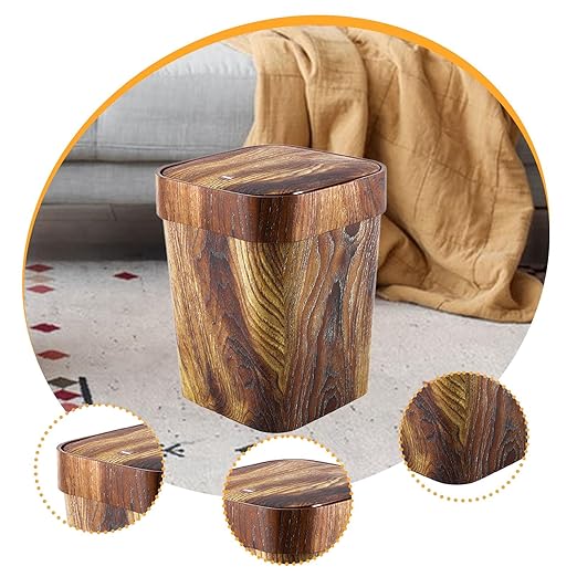 Trash Can Garbage Container Bin Rubbish Basket with Lid Waste Basket Recycling Bin for Home Living Room Kitchen Bedroom
