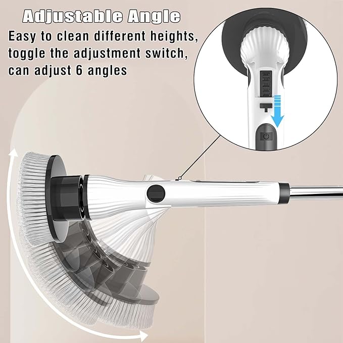 Electric Spin Scrubber 8 in 1 Electric Cleaning Brush Cordless Rechargeable Scrub Brush with 8 Replaceable Brush Heads Adjustable Length and Angle Power Scrubber for Bathroom Tile Bathtub Glass