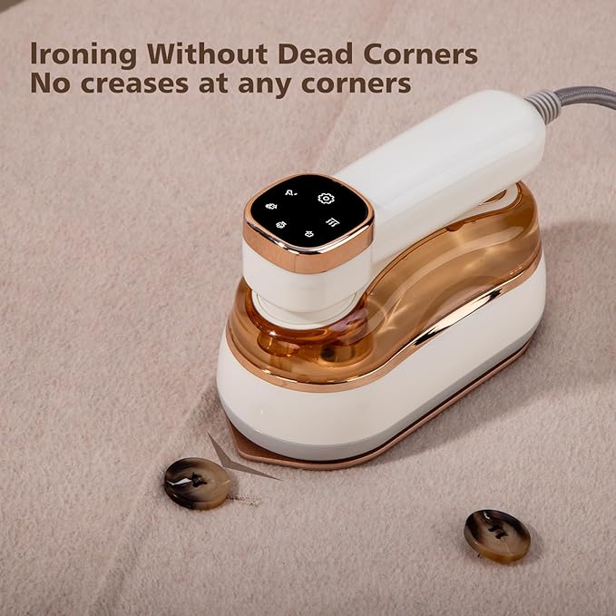 2 In 1 Portable Ironing Machine Handheld Clothing Steam Iron 180°Rotation LED Display Ironing Mode 1200W +15 Seconds Fast Heating 7-Hole Pressurized Steam 4-Speed Ironing (Off White)