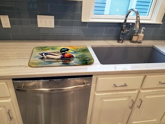 Caroline's Treasures DAC3240DDM Mallard Dish Drying Mat Absorbent Dish Drying Mat Pad for Kitchen Counter Dish Drainer Mat for Countertop 14 x 21 Multicolor