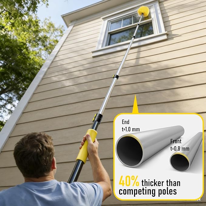 30 Foot High Ceiling Duster Kits with 4.7-24ft Heavy Duty Extension Pole High Reach Duster for CleaningMicrofiber Feather DusterCobweb DusterCeiling Fan DusterWindow Squeegee &amp Cleaner