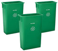 Alpine 23 Gallon Slim Trash Can - Open Top 3 Pack Slender Green Recycle Bin - Heavy Duty Plastic Garbage Bin for Homes Offices and Other Commercial Space