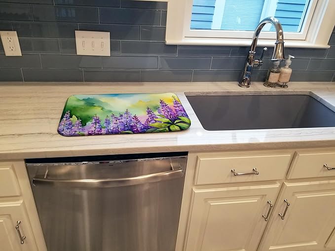 Caroline's Treasures DAC1645DDM Idaho Syringa in Watercolor Dish Drying Mat Absorbent Dish Drying Mat Pad for Kitchen Counter Dish Drainer Mat for Countertop 14 x 21 Multicolor