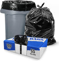 (Pack of 100) Plexon Black Trash Bags - 55 Gallon 2 Mil 36” x 50” - Heavy Duty Round and Square 32-55 Gallon Trash Cans Large Durable Garbage Trash Can Liners