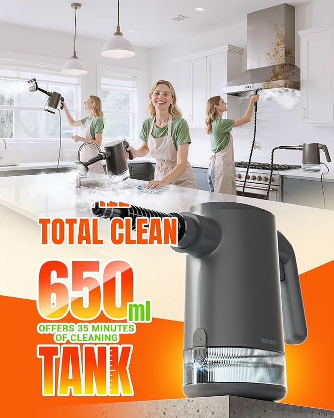 Handheld Steam Cleaner for Home 15s Instant Heat Pressurized Steam Cleaner Lightweight Upgrade 650ML Tank Portable Steam Cleaner for Kitchen Grout furniture Car Bathroom &amp Clothes