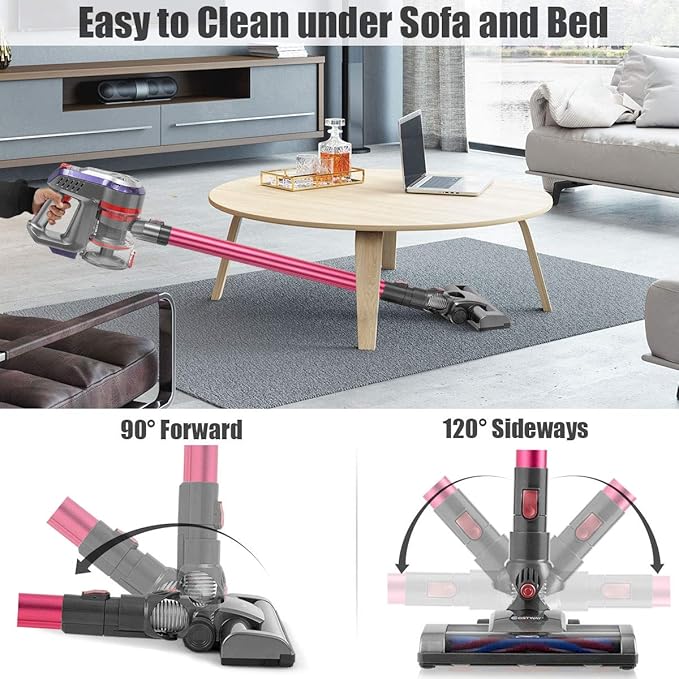 COSTWAY 16KPa Cordless Bagless Vacuum Cleaner Lightweight Stick Handheld Vacuum with HEPA Filtration and Brushless Motor Detachable Lithium Battery Rechargeable Ideal for Pet Hair Home Hard Floor