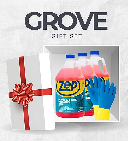 Zep No Scent House and Siding Pressure Wash 1 gal Liquid Bundle with Cleaning Gloves – Removes Dirt and Stains from Vinyl Siding Decks and Fences – Gift Set (3 Items)