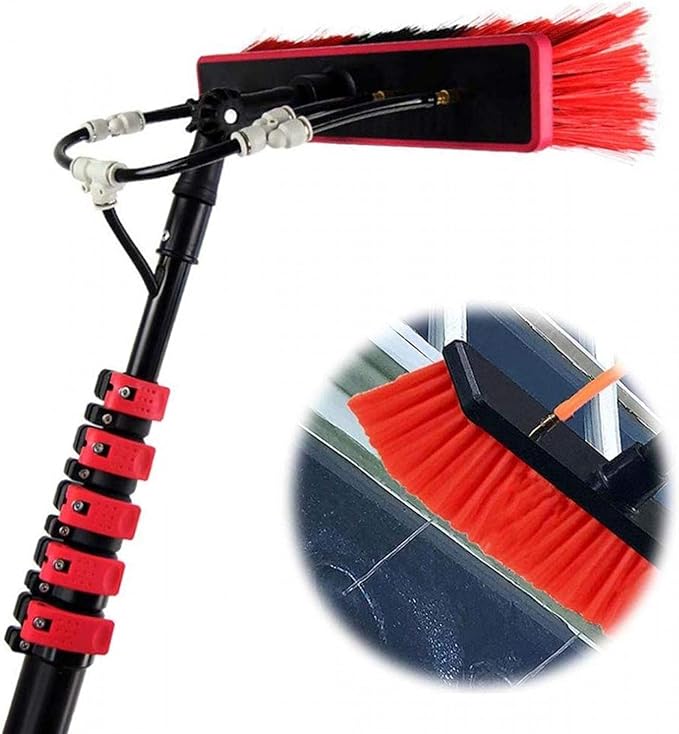 Telescopic Glass Cleaning BrushWater Fed Pole Kit Window and Solar Cleaning Pole - Retractable Window Truck Cleaning Rod Brush for Window Glass Wall Photovoltaic Panel