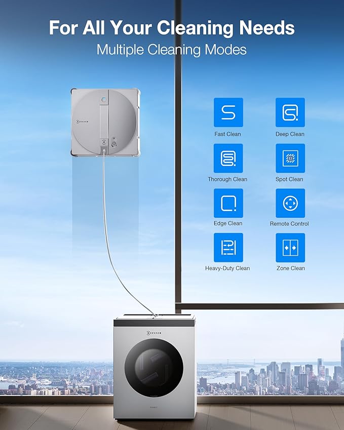 ECOVACS WINBOT W3 Omni Robot Window Cleaner with Auto-Clean &amp Multi-Functional Station Win-SLAM 5.0 Smart Navigation Intelligent Cleaning with Triple Spray System 12-Level Protection