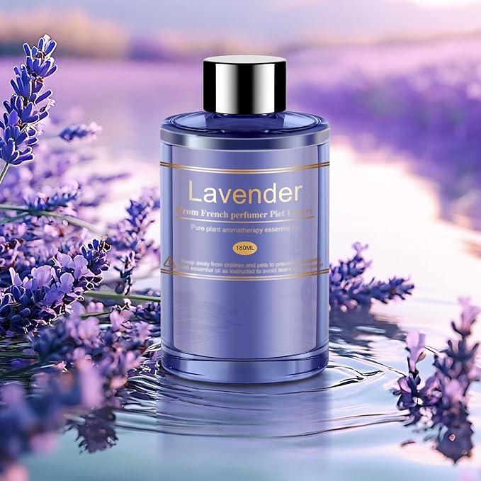 Car Air Freshener Refill for Men &amp Women 6.09 FL OZ /180ML-9 Month Lavender Scent Essential Oil Perfume Essential Oil Made of Natural Plant Extracts Compatible with Car Diffusers for Home/Office