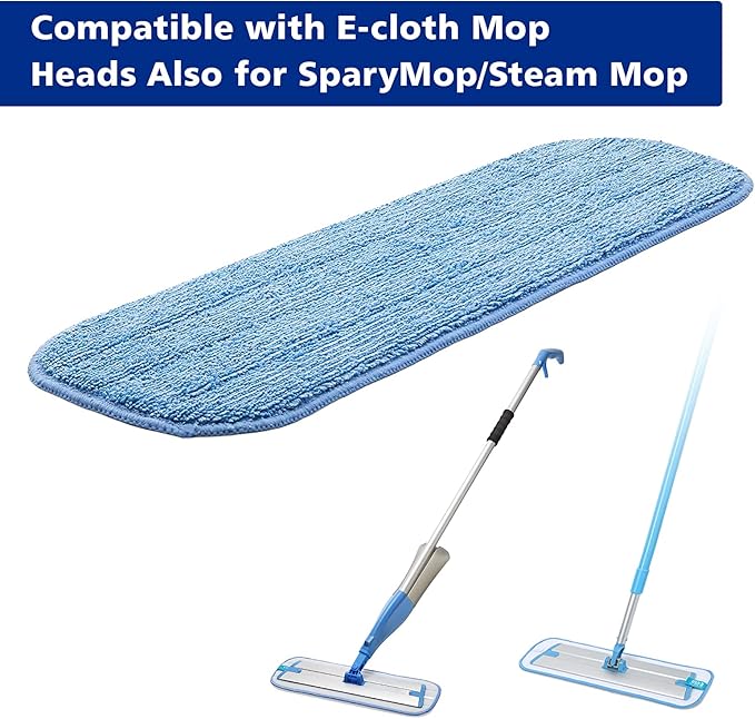 Replacement Washable Microfiber Absorbing Mop Head - Compatible with E-Cloth Deep Clean Mop Head Wet &amp Dry Cleaning Cloth Refills for All Hard-Floor (Blue) 6Pack