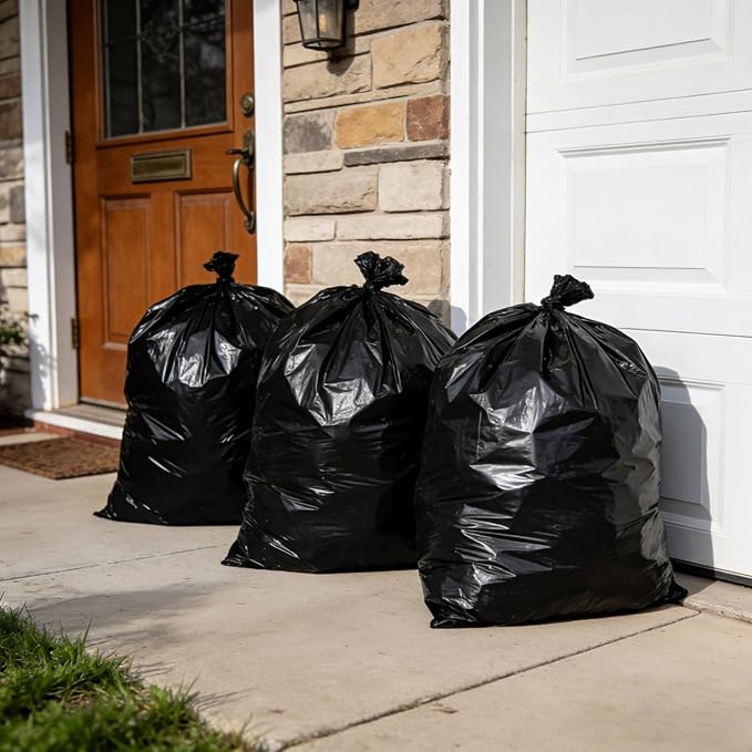 40-45 Gallon Trash Bags 100 Count 21 Micron HDPE Durable &amp Tear-Resistant Trash Can Liners Suitable for 40-45 Gallon Trash Can Garbage Bags for Packing Leaves Kitchen Waste &amp Household Wa