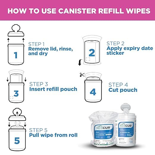 REScue One-Step Disinfectant Cleaner &amp Deodorizer Wipes for Vet Use – Cleaner for Kennels Litter Boxes Vet Offices Pet Grooming Surfaces Pet Boarding – Wipes Canister Refill 160 Count (6 Pack