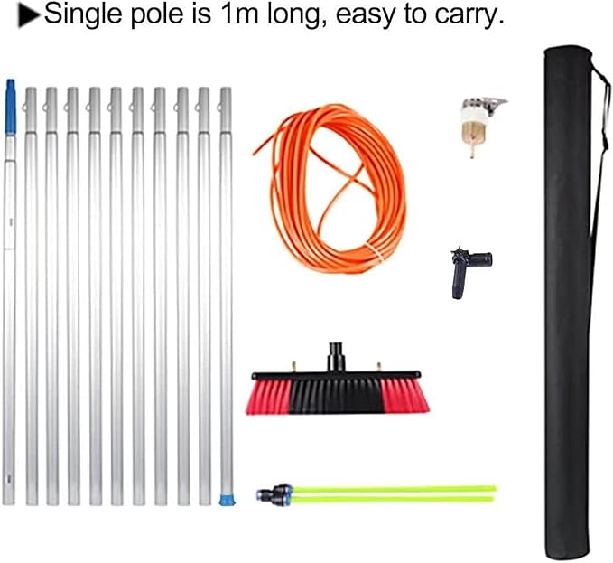 5-12m Window Cleaning PoleWater Fed Telescopic BrushExtendable Cleaner Conservatory Roof Cleaning Photovoltaic and Solar Panels