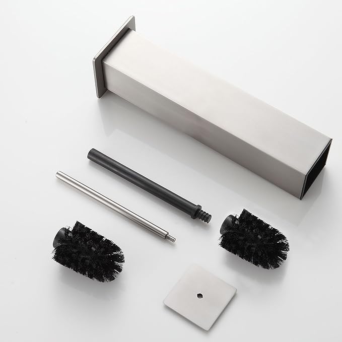Brushed Nickel Toilet Brush and HolderToilet Bowl Brush with Extra Long Handle