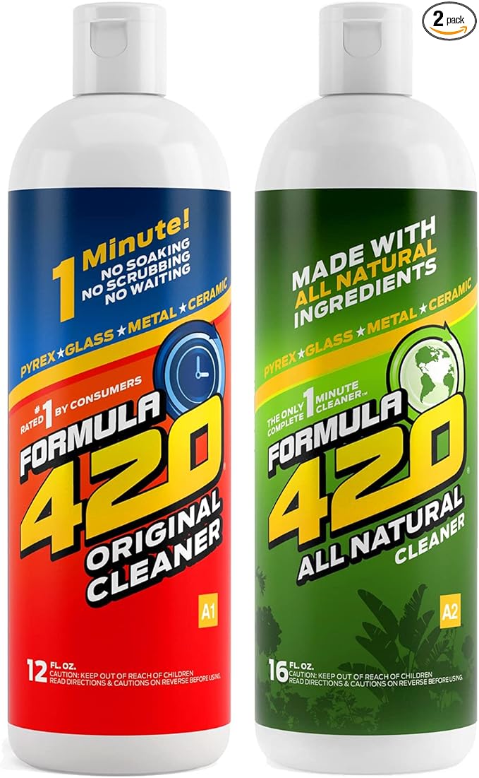 Formula 420 Variety Pack : 1 Bottle Glass Metal Ceramic Pipe Original Cleaner 12 Oz. &amp 1 Bottle All Natural Cleaner 16oz (2 Bottles Total)