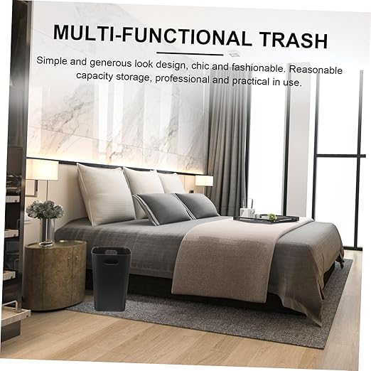 No Lid Kitchen Trash Can Black Multi-Functional Wastebasket for Home Office Bedroom and Living Room Easy to Clean Garbage Container