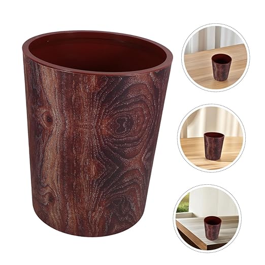 ARTIBETTER Retro Wood Grain Plastic Trash Can Large Capacity Wastebasket for Kitchen Bathroom Office Bedroom PP Material Easy to Clean Compact Design