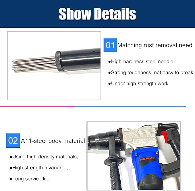1100W Hand-Held Electric Needle Scaler Pneumatic Descaling Machine Needle Type Rust Remover Derusting-Gun Welding Slag Cleaner Cleaning Machine110V