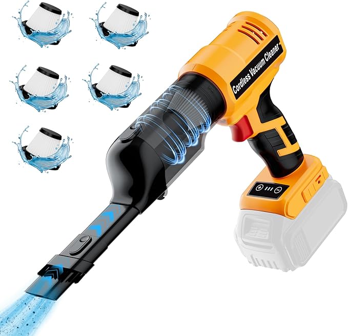 YEX-BUR Cordless Handheld Vacuum for Dewalt 20V Battery(Tool Only) 240W Powerful Car Vacuum with Brushless Motor 3-Speed 5 Filters Portable Vacuum Cleaner for Home Office Car Pet