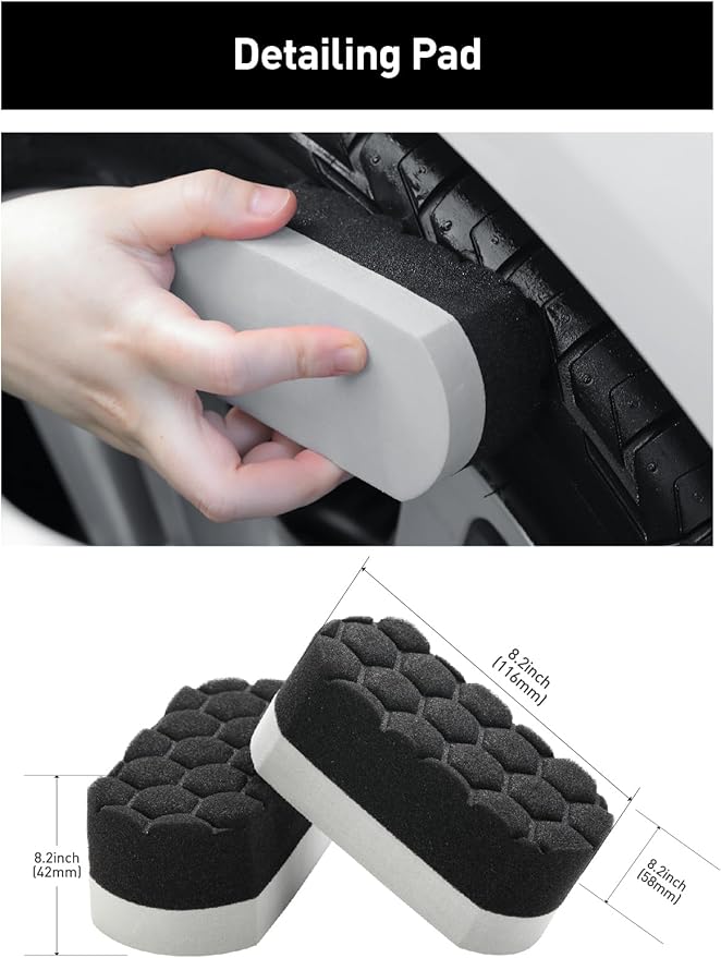 Fantasticlean 7PCS Car Wheel Cleaning Pro Kit Tire Brush Soft-bristled Rim Brush Microfiber Flat Wheel Brush Double-Ended Detailing Brush Detailing Pads Scratch-Free &amp Multipurpose
