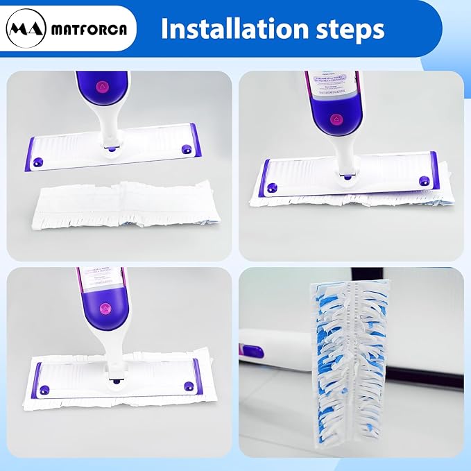 20 Count Swiffer Wet Pads Refill - Plant Fiber Material for Effective Cleaning Disposable Power Mop Pads Refills Blue Color