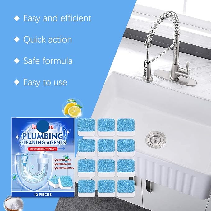 Instant Drain Cleaner Tablets - Unclog Kitchen &amp Bathroom Drains Remove Grease Eliminate Odors Fast Acting Formula(1PCS)