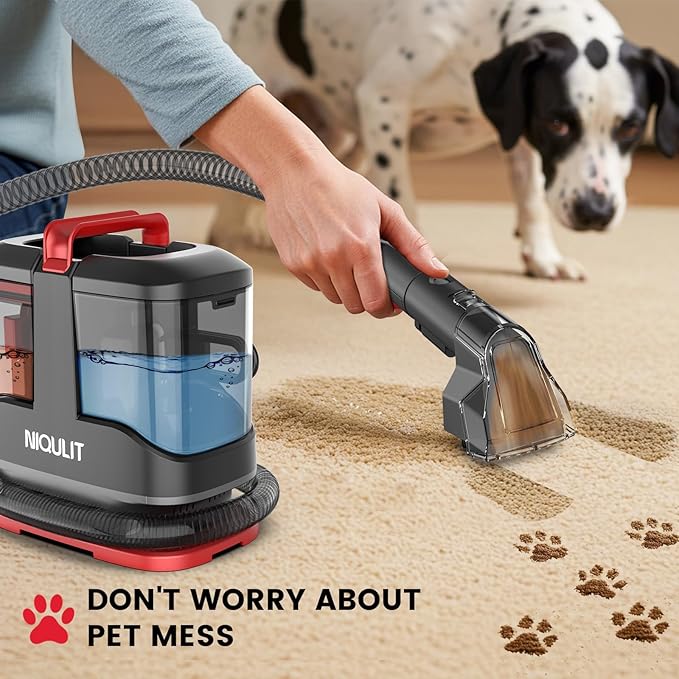Portable Spot Cleaner Machine for Carpet and Upholstery 15Kpa Powerful Suction for Pet Stain Couche &amp Car with Dual BrushHeads &amp Self-Cleaning System Spot Cleaner for Area Rug Stair and F