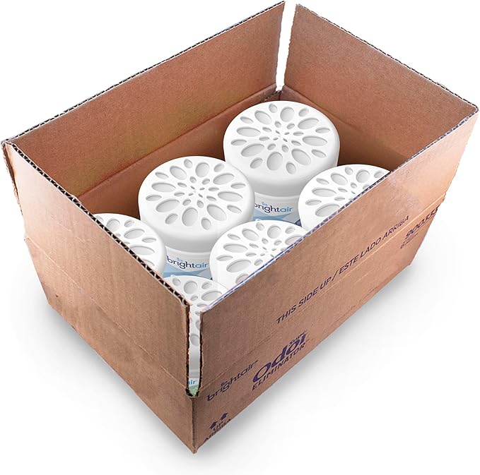 Bright Air 14 oz Odor Eliminator Gel Light &amp Pure Unscented Case of 6 Lasts up to 90 Days