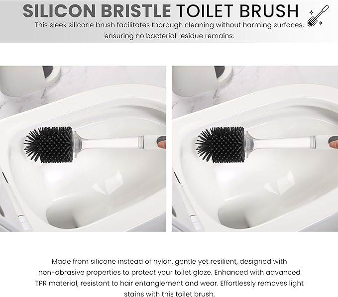 Toilet Brush &amp Plunger Set - Toilet Bowl Brush and Holder Refillable Liquid Dispenser Brush - 2 in 1 Silicone Toilet Brush &amp Plunger Set for Bathroom