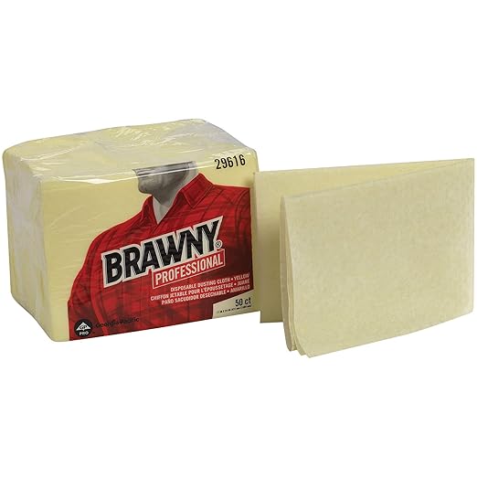 Georgia-Pacific Brawny Yellow 1/8 Fold Disposable Dusting Cloth by GP PRO 24 Length x 17 Width 29616 (Case of 4 Packs 50 Cloths per Pack)