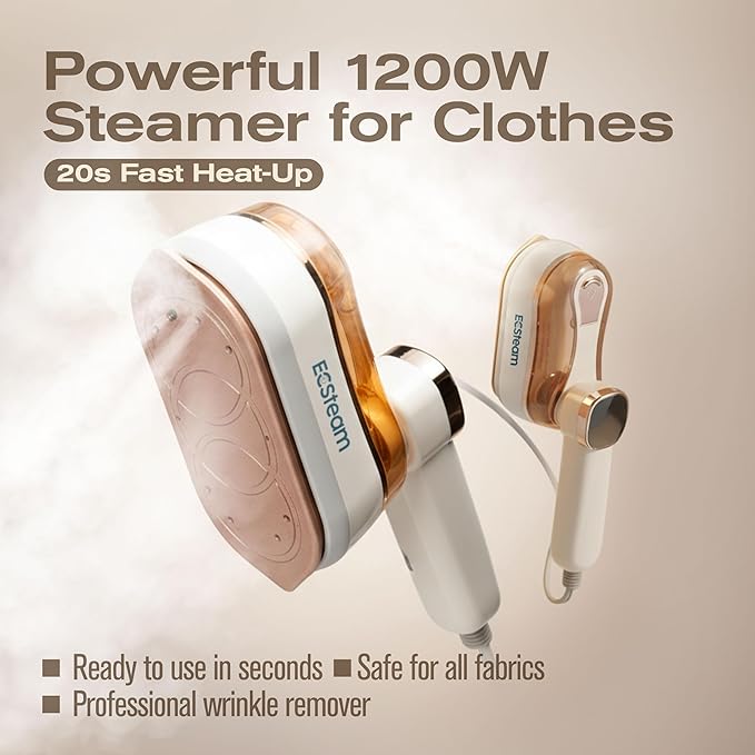 Steamer for Clothes &amp Iron 2 in 1 Portable Clothes Steamer Handheld &amp Travel Steam Iron for Clothes 1200W 20s Fast Heat-Up Foldable Design 180ml Tank 23 Min Steam 120V Wrinkle Remover