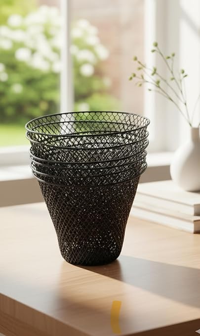 Essentials Wire Mesh Waste Basket (6 Black)