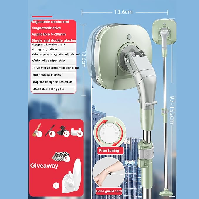 Magnetic Window Cleaner Double-Side Magnetic Glass Cleaner 5-28mm for Glass Window Doors Car Window Cleaner Adjustable Magnetic The Glider