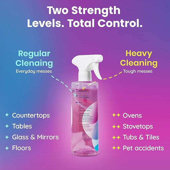 SIMPLi All Purpose Cleaner Starter Kit – Multipurpose Cleaner Concentrate Refill 8.45 fl oz Makes 85 fl oz + Reusable Spray Bottle 17 fl oz – Surface Cleaner for Kitchen Bathroom Glass Floor