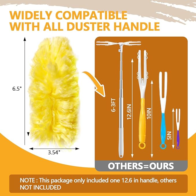 60 Pack Duster Refills Kit Fit for Swiffer Duster Handle360° Deep Cleaner Heavy Duty Replacement with 1 Handle(Yellow)