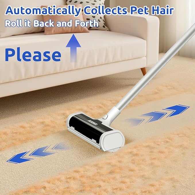 ACE2ACE A3 Pro Carpet Roller for Pet Hair Carpet Pet Hair Removal Tool Reusable Large Lint Rollers 5 Feet Long Handle No Bending No Kneeling Cat Dog Hair Remover for Carpet Rugs Mats Black