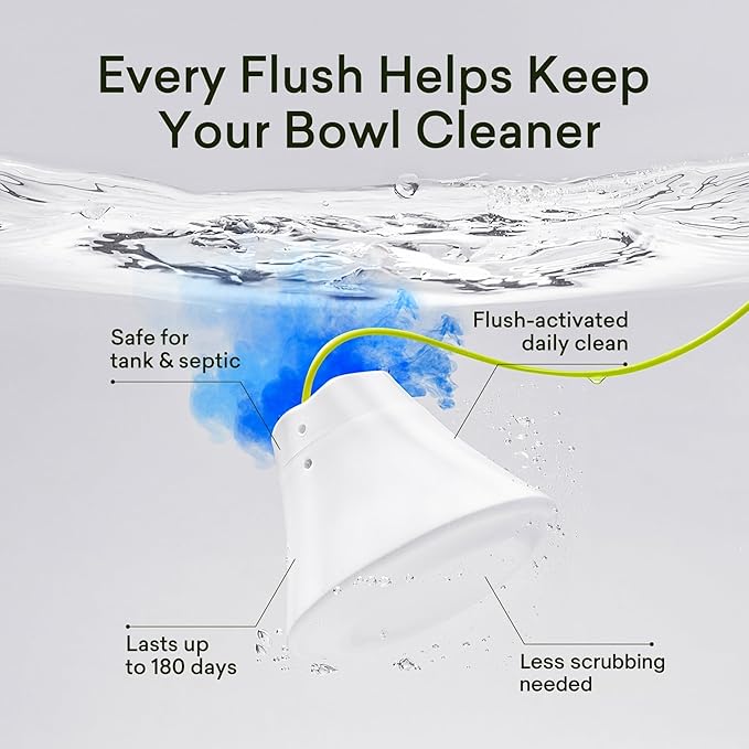 In-Tank Toilet Cleaner Bottle Automatic Toilet Bowl Cleaners for Hard Water Stains Septic System Friendly Long Lasting Up to 180 Days / 1000+ Flushes