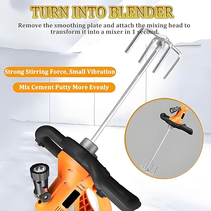 2880W Wall Smoothing Machine 80-200RPM Handheld Drywall Sander Electric Plaster Mortar Cement Putty Trowel With 6 Adjustable Speed And LED For Smoothing Concrete Surfaces(110V)