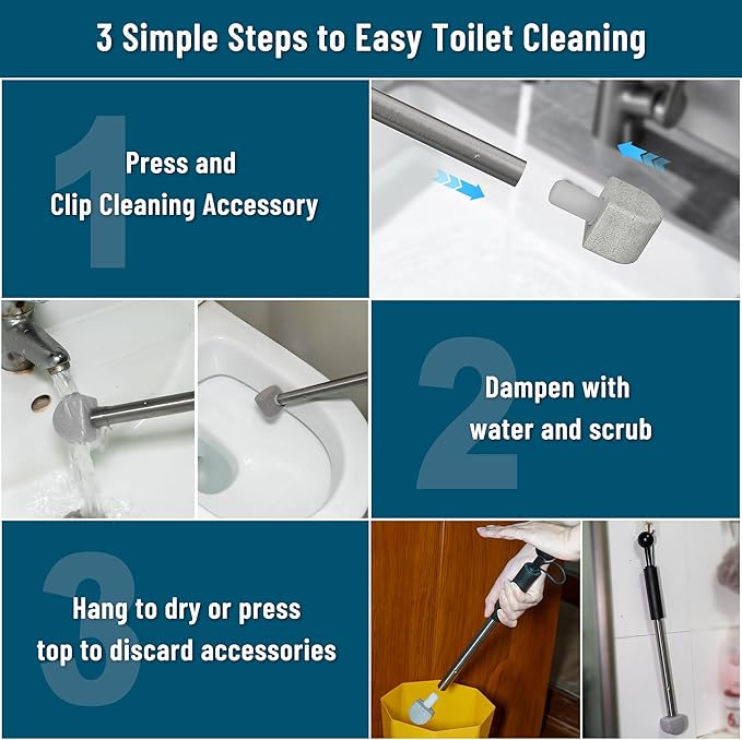 2026 New Pumice Toilet Cleaner 17inch with Handle - Toilet Pool &amp Tub Hard Water Stain Remover (1handle+8pumice)