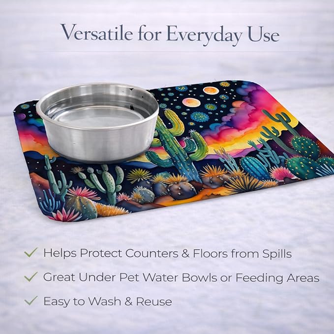 Caroline's Treasures DAC1455DDM Queen of the Night Cactus in Color Dish Drying Mat Absorbent Dish Drying Mat Pad for Kitchen Counter Dish Drainer Mat for Countertop 14 x 21 Multicolor