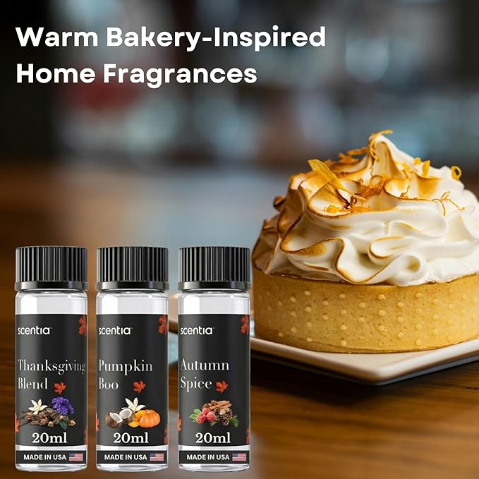 Scentia Pumpkin Vanilla Bakery Aromatherapy Diffuser Oil Collection – Essential Oil Blend for Candles Home &amp DIY Cozy Scents 3x20ml Discovery Set