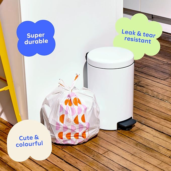 Who Gives a Crap 100% Recycled Small Trash Bags 60 Count 4 Gallon Sustainable Garbage Bags for Kitchen Office or Bathroom Trash Can Designed to Help Resist Leaks and Tears Durable Tie Handles
