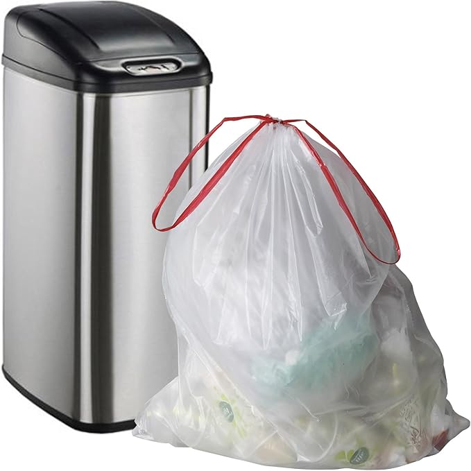 Pekky 8 Gallon Drawstring Trash Bags Clear Heavy Duty 120 Counts