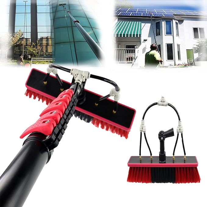 Water Fed Pole KitWindow Cleaning BrushOutdoor Window Glass Solar Panel Cleaning Extendable Telescopic Pole Water Fed Brush Spray Washer3.6M (6M)