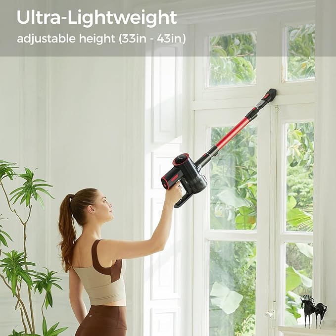 uwant Cordless Vacuum Cleaner 35Kpa Powerful Suction Wide Green Headlight Vacuum Cleaner for Home Pet Hair Anti-Tangle HEPA Lightweight Handheld Vacuum for Carpet Hard Floors
