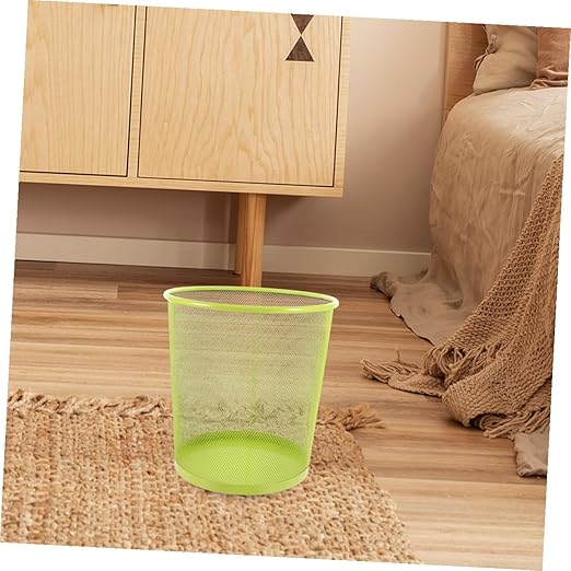Metal Mesh Trash Can for Bathroom and Office Large Green Wire Wastebasket Multipurpose Rubbish Container for Living Storage and Waste Practical Home and Hotel Use