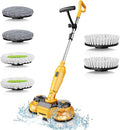 Cordless Electric Mop for Dewalt 20V Battery (NO Battery) 2 in 1 Spin Mop &amp Electric Floor Scrubber Machine with LED Light &amp Water Spray 800 RPM Rotating Electric Mops for Floor Cleaning (Ye