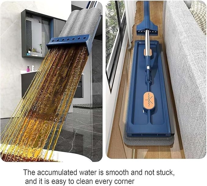 Large Flat Mop Mops for Floor Cleaning Mop 360° Rotatable Adjustable Cleaning Mop Wall Mops for Washing Walls Spin Wet and Dry Use Floor System 12027(Blue+White)