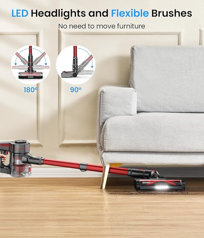 Cordless Vacuum Cleaner Stick Vacuum with Powerful Suction 45Mins Runtime Vacuum Cleaners for Home Anti-tangle and 1.5L Dust Cup 6 in 1 Lightweight Vacuum for Hardwood Floor Carpet Pet Hair
